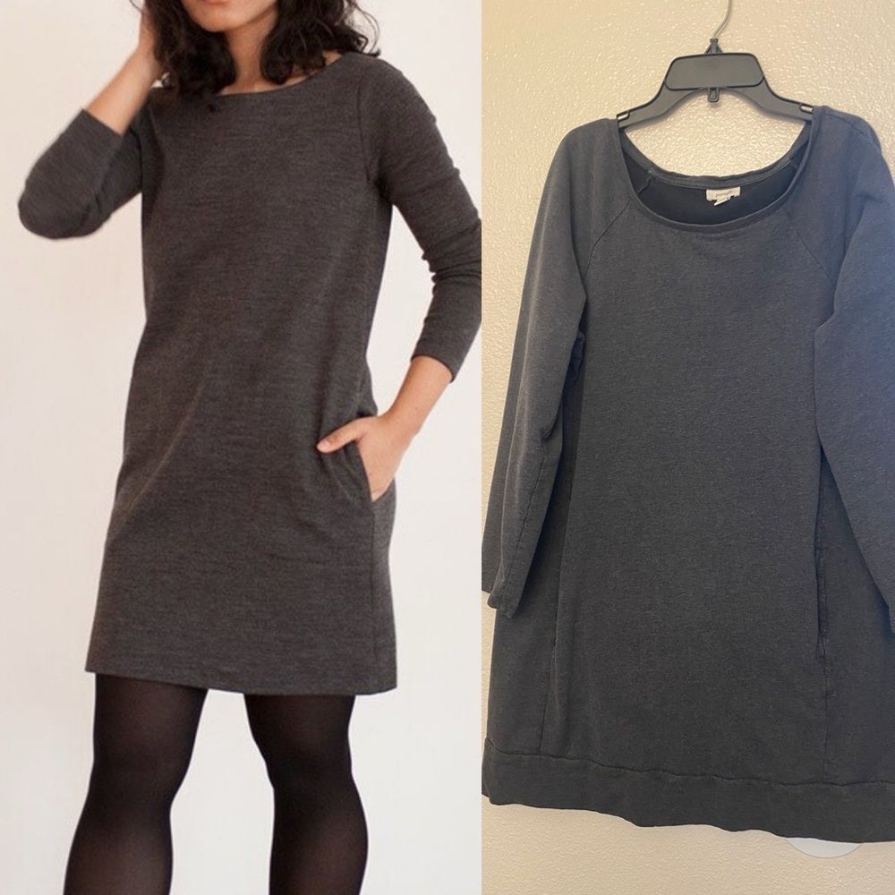 Pure J Jill gray cotton A line tunic cotton cozy winter dress size L petite